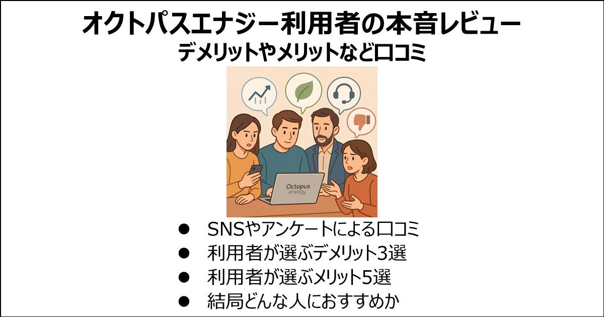 オクトパスエナジー利用者によるレビュー：メリットやデメリットなどの口コミ