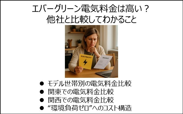エバーグリーンCO2フリープランの料金を、大手電力会社標準プランと比較