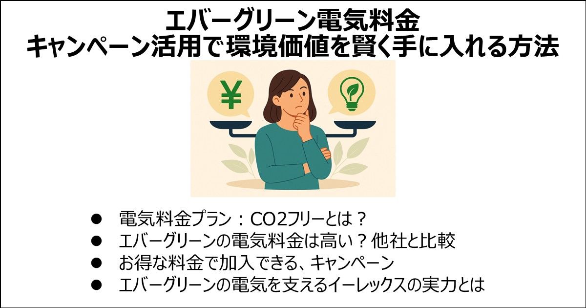 CO2フリープランを展開するエバーグリーン電気の料金や企業の挑戦・理念を解説
