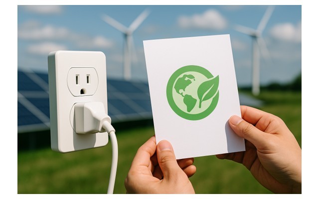 エバーグリーンの提供する「CO2排出量実質ゼロの電気」は、再エネ電気とは少し意味が違い、非化石証書の活用により実現している。