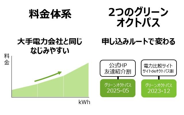 オクトパスエナジーの料金プラン：グリーンオクトパスの基本料金や料金表など