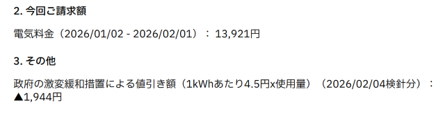 現在利用中であるオクトパスエナジーから我が家に届く請求書の一部画像